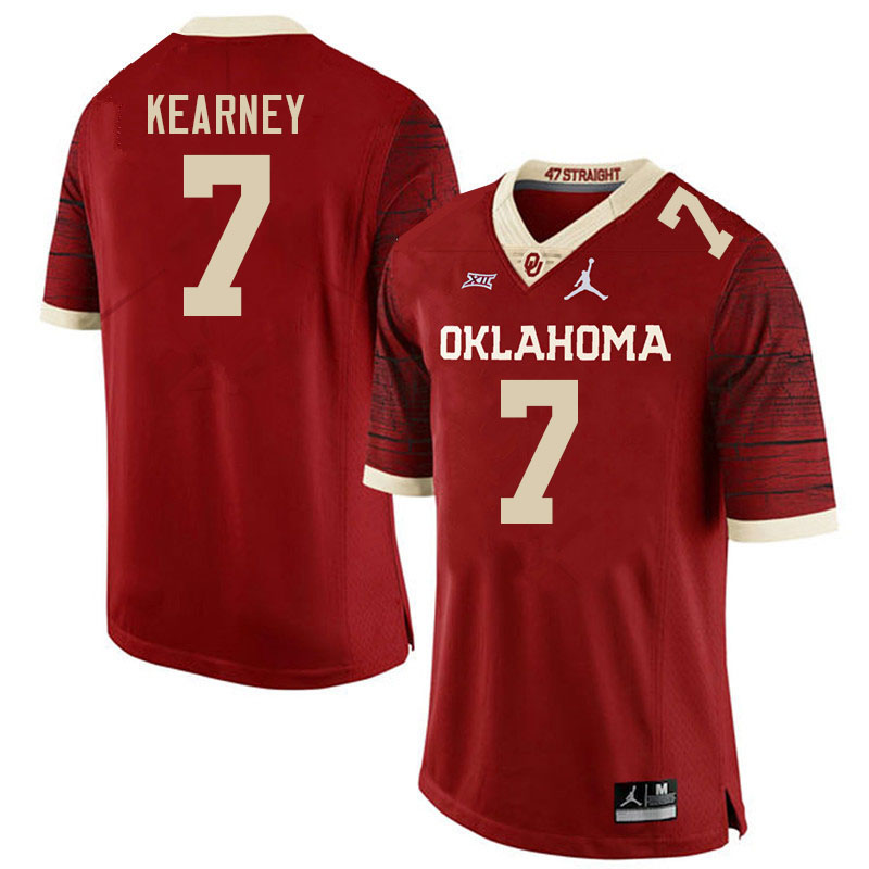 Men #7 Zion Kearney Oklahoma Sooners College Football Jerseys Stitched-Retro
